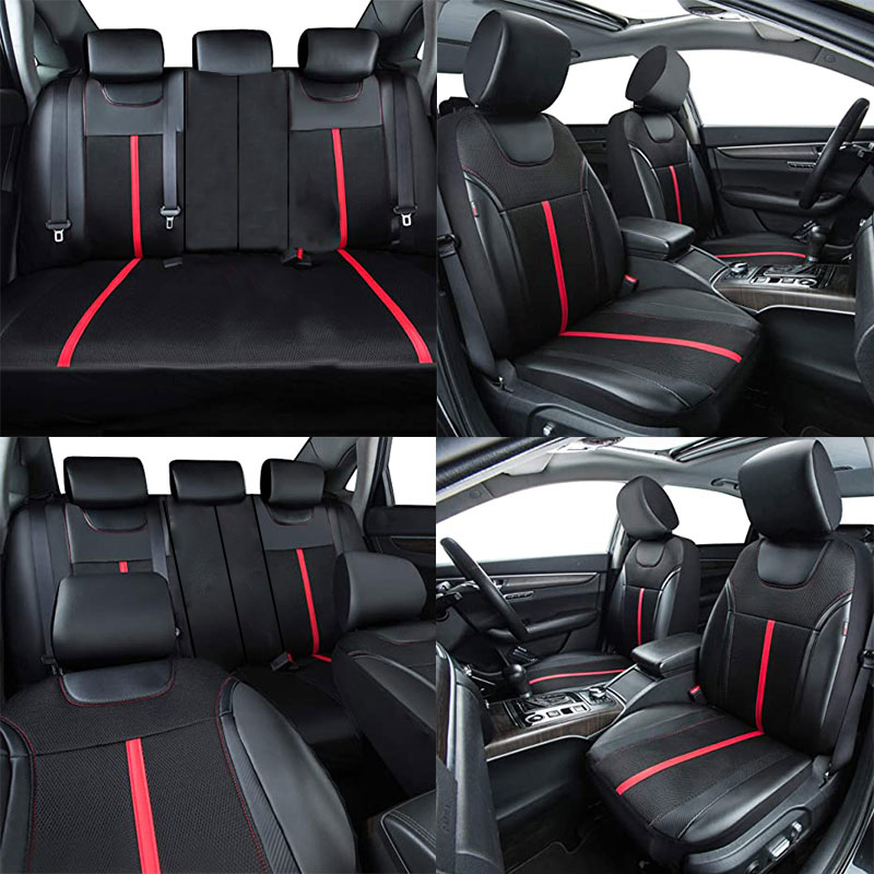 AUTOKING PU Leather And Mesh C - Leather Car Seat Covers Full Set Universal 评论和价格