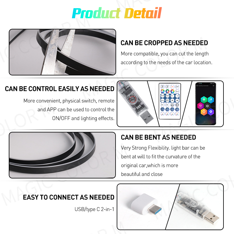 Vegetting 140cm Car Ambient Li - Led Ambient Interior Car Lights App Control 评论和价格