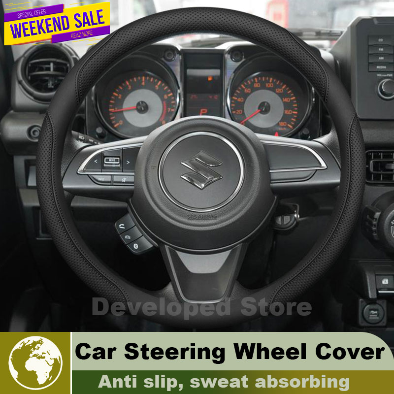 Leather Car Steering Wheel Cov - Car Steering Wheel Cover Anti Slip Breathable 评论和价格