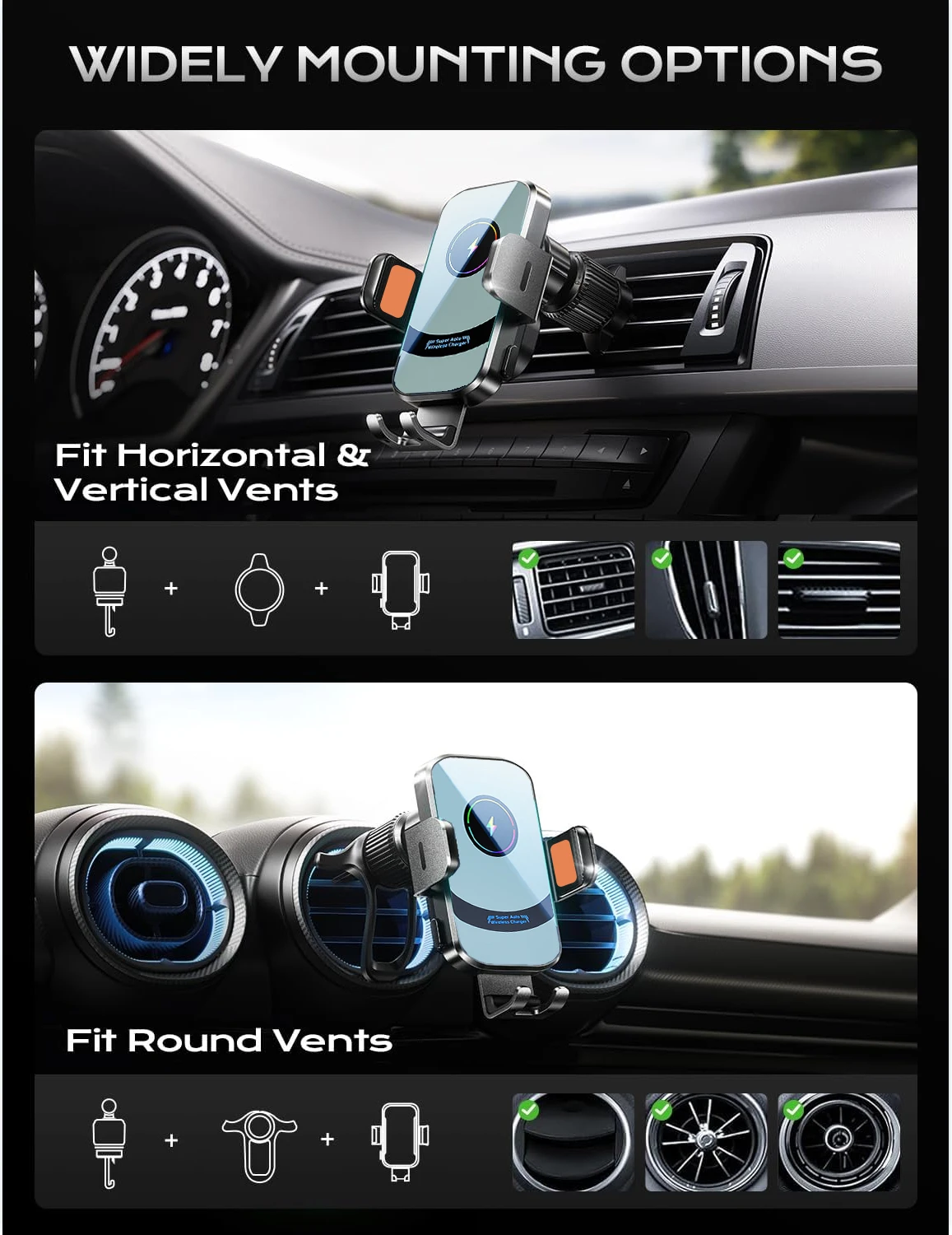 UYUXIO Wireless Car Charger Su - Magnetic Phone Holder For Car Vent 评论和价格