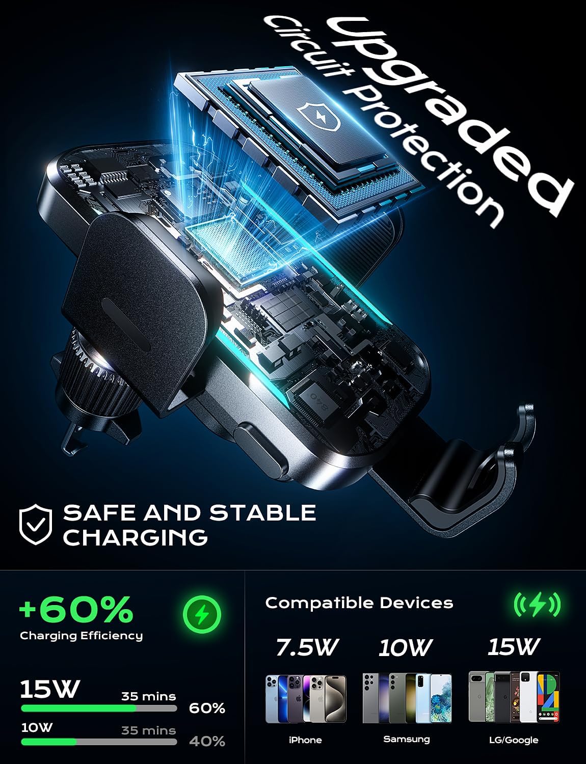 UYUXIO Wireless Car Charger Su - Magnetic Phone Holder For Car Vent 评论和价格