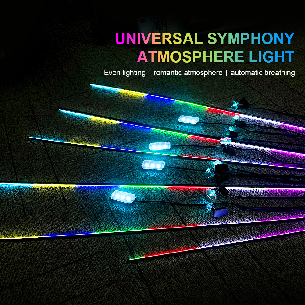 18 in 1 64 Color RGB Symphony  - Led Ambient Interior Car Lights App Control 评论和价格