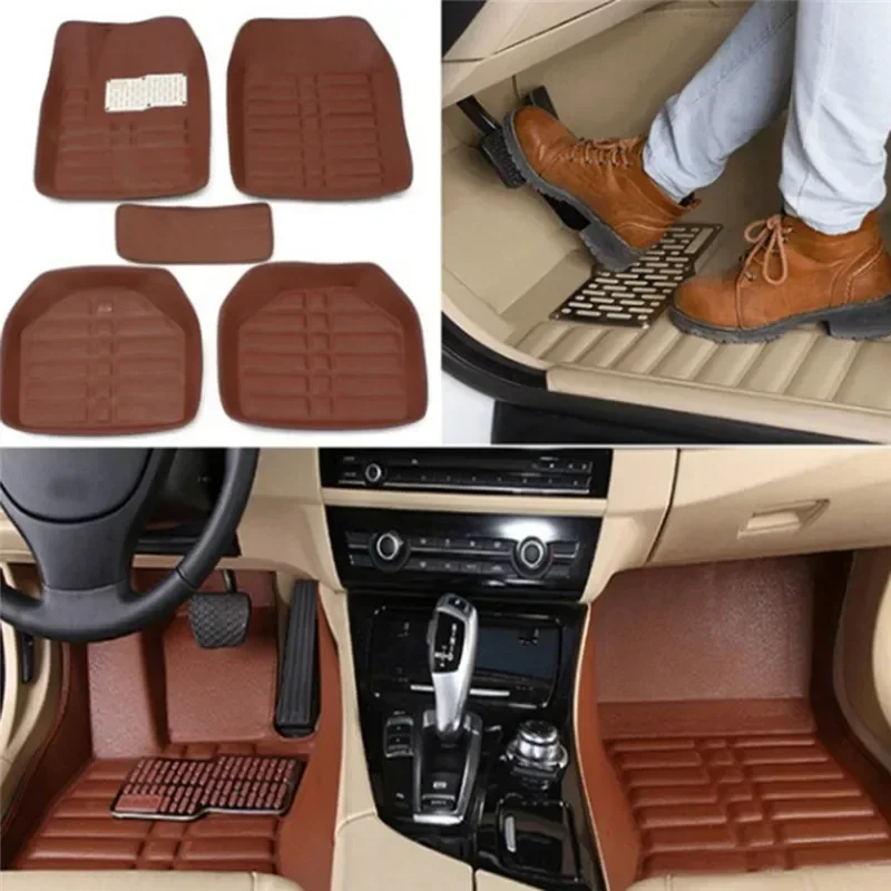 5pcs Premium Easy Clean Waterp - Car Floor Mats Universal Waterproof Leather 评论和价格