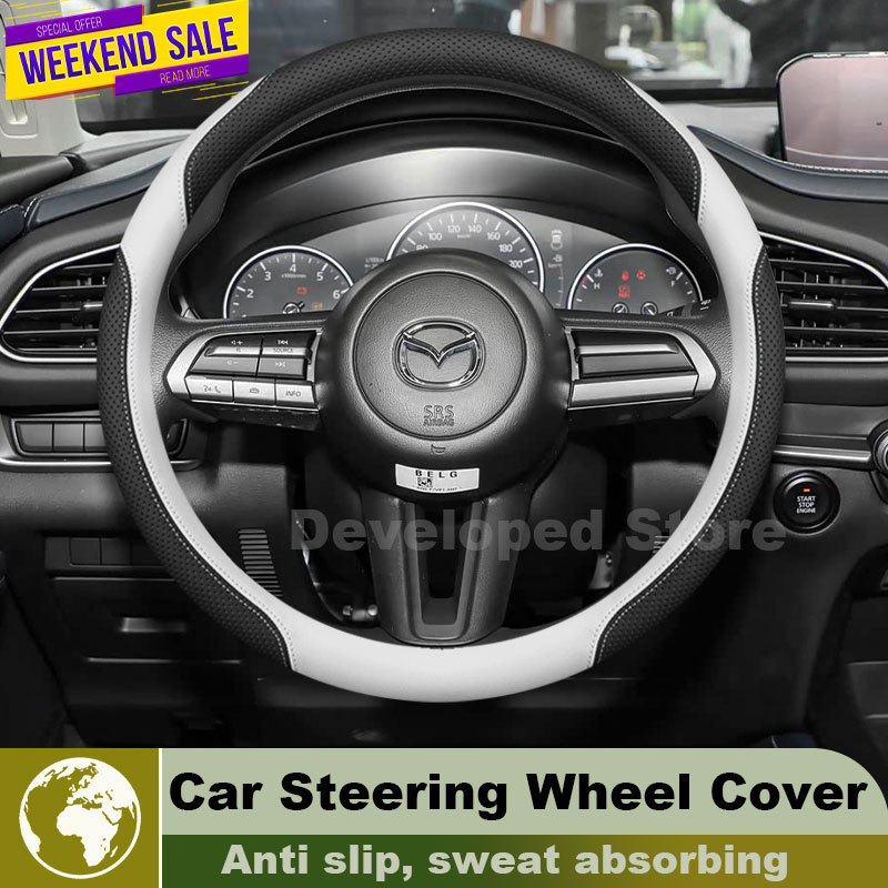 Leather Car Steering Wheel Cov - Car Steering Wheel Cover Anti Slip Breathable 评论和价格