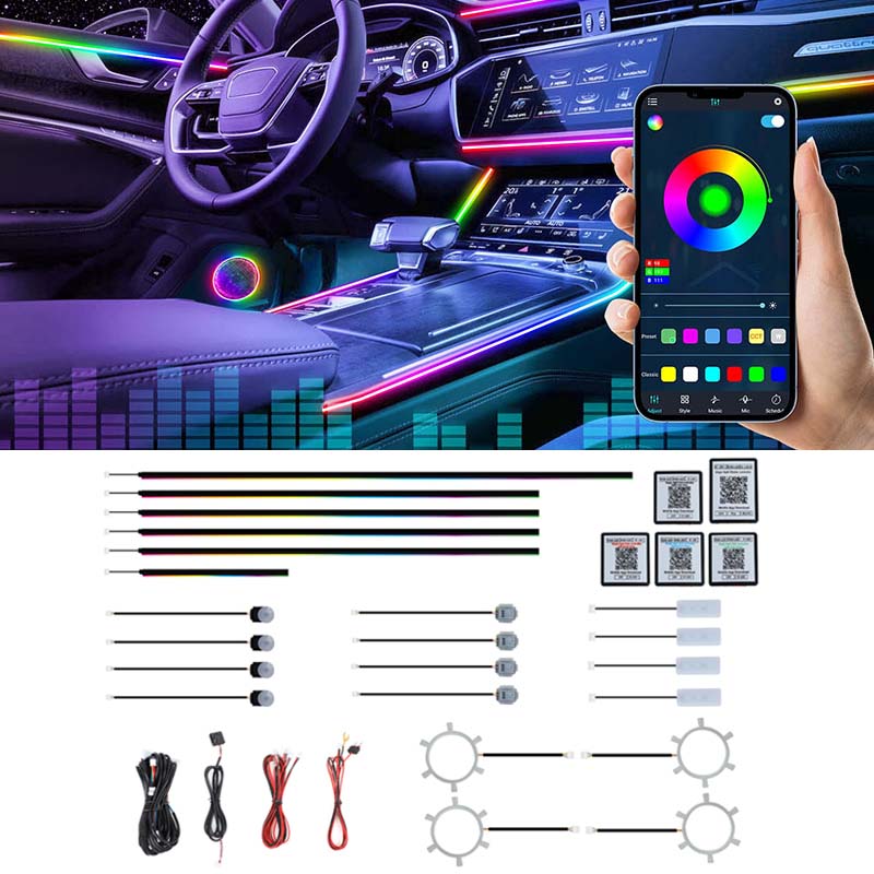 22 in 1 Dream Color RGB Dynami - Led Ambient Interior Car Lights App Control 评论和价格