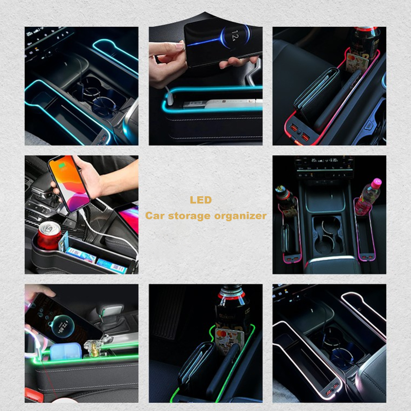 LED Car Seat Crevice Storage B - Seat Gap Filler Organizer With Usb Charger 评论和价格