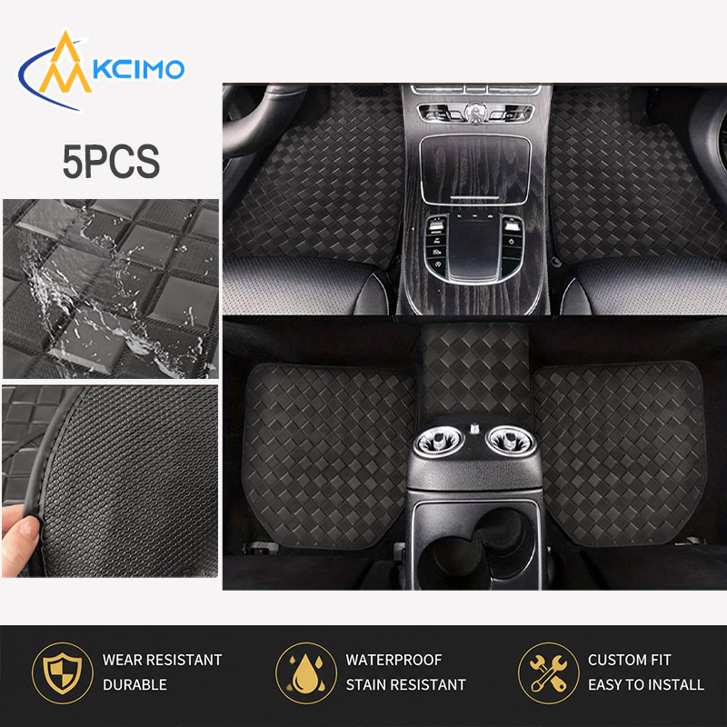 5pcs Diamond lattice PVC leath - Car Floor Mats Universal Waterproof Leather 评论和价格