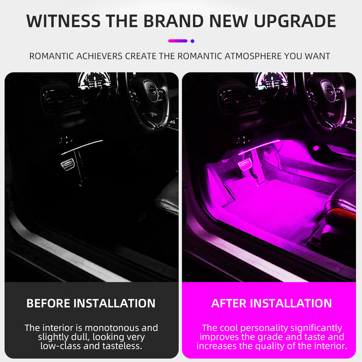 2/4in1 Neon 12/18 LED Car Inte - Led Ambient Interior Car Lights App Control 评论和价格
