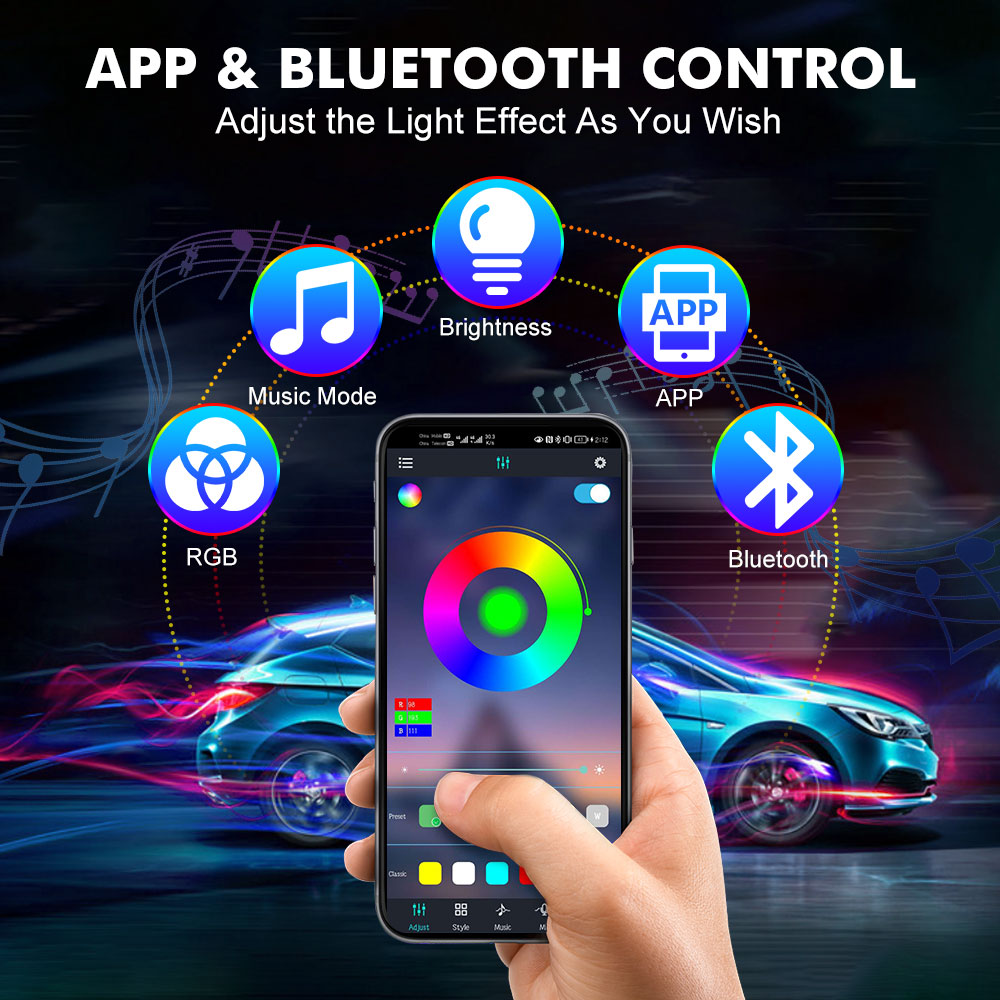 Neon LED Interior Car Light AP - Led Ambient Interior Car Lights App Control 评论和价格