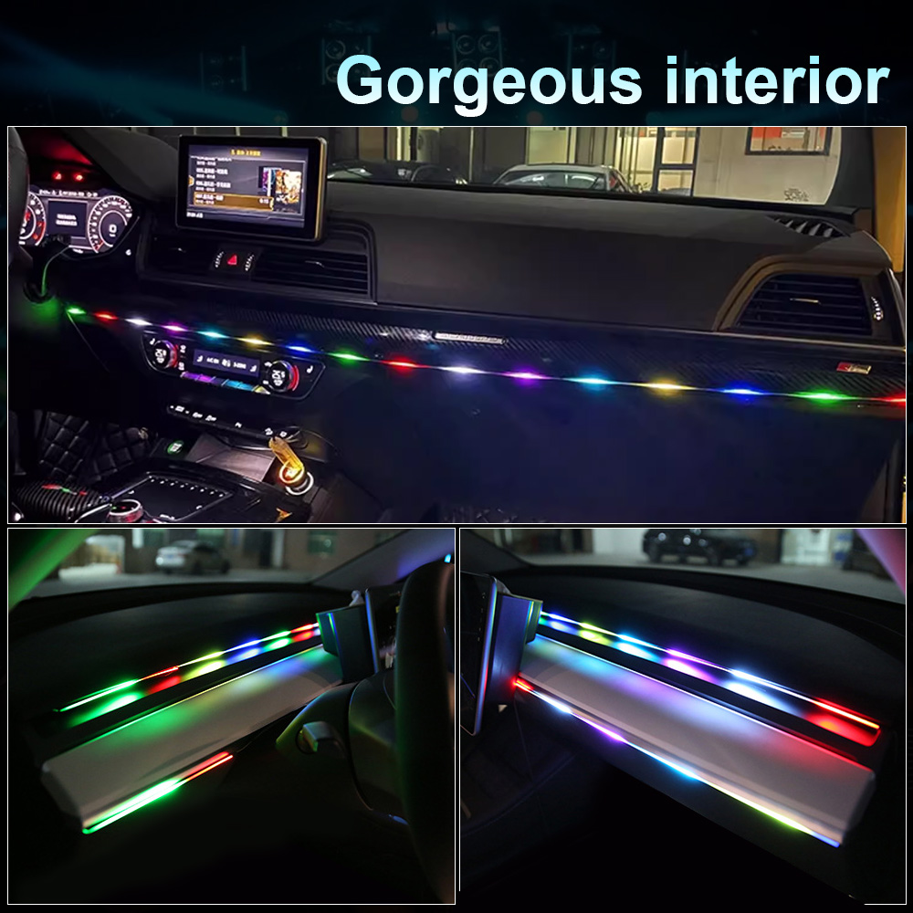 64 colors USB Car LED Ambient  - Led Ambient Interior Car Lights App Control 评论和价格