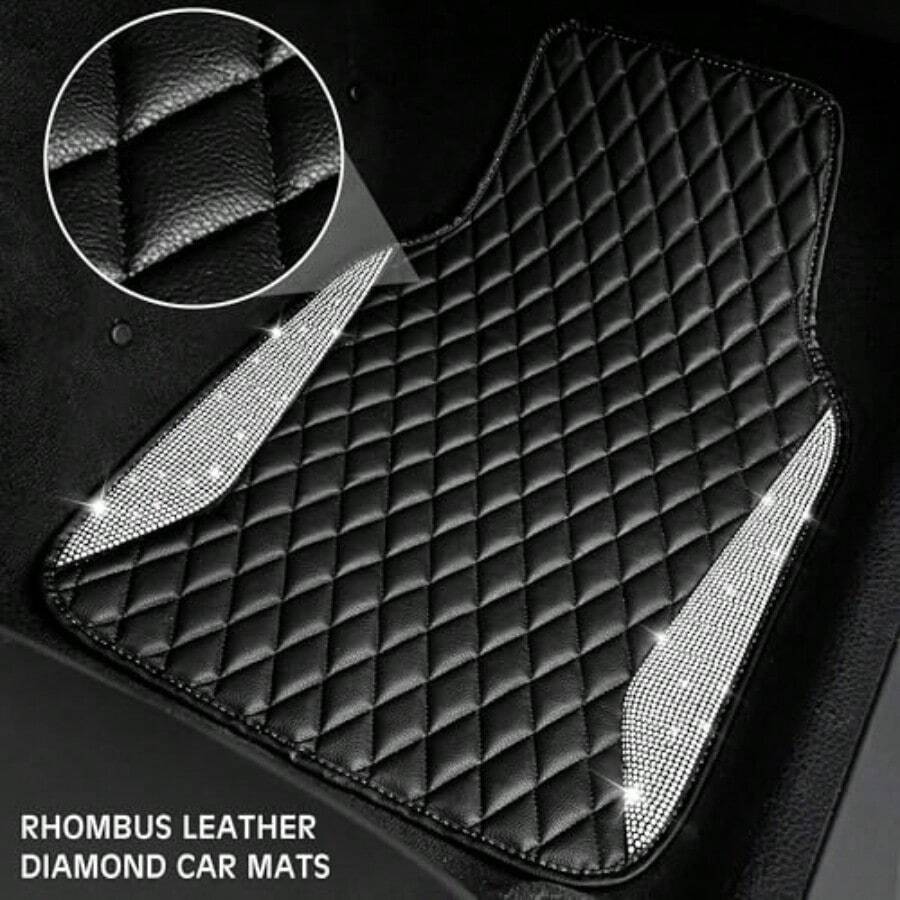 Leather Car Mats Shining Diamo - Car Floor Mats Universal Waterproof Leather 评论和价格