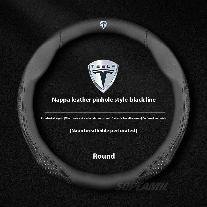 Tesla Model 3 Model Y Model S  - Car Steering Wheel Cover Anti Slip Breathable 评论和价格