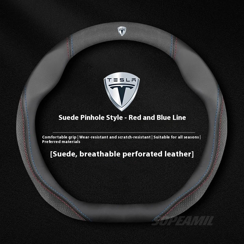Tesla Model 3 Model Y Model S  - Car Steering Wheel Cover Anti Slip Breathable 评论和价格