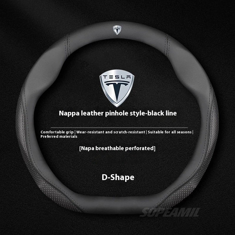 Tesla Model 3 Model Y Model S  - Car Steering Wheel Cover Anti Slip Breathable 评论和价格