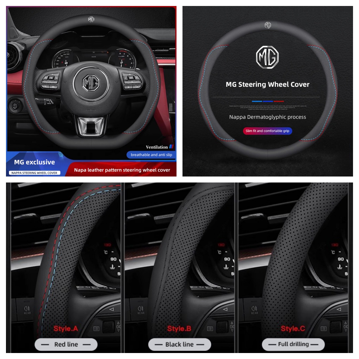 1Pcs Napa Leather Car Steering - Car Steering Wheel Cover Anti Slip Breathable 评论和价格