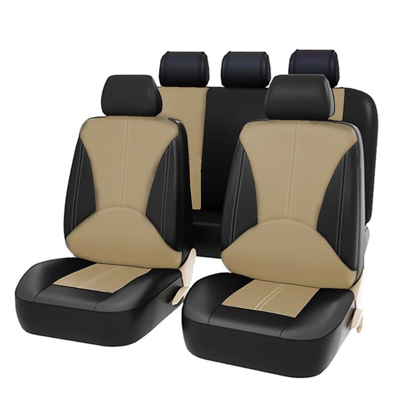 Universal Black PU Leather Car - Leather Car Seat Covers Full Set Universal 评论和价格
